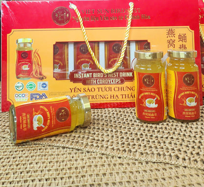 PROMOTION BUY 1 FREE 1 - BUY : Instant Bird's Nest Drink With Cordyceps 150ML FREE : NSTANT BIRD’S NEST DRINK WITH ROCK SUGAR 1.5gr - 6 bottle (YẾN HỦ ĐƯỜNG PHÈN 70ml 35 - 6 HỦ)